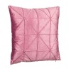 Perna decorativa din catifea, inchidere cu fermoar, model geometric in relief, roz, 45x45 cm