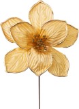Floare decorativa de Craciun MagicHome, magnolie aurie, 19 cm