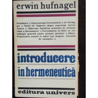 INTRODUCERE IN HERMENEUTICA - ERWIN HUFNAGEL foto
