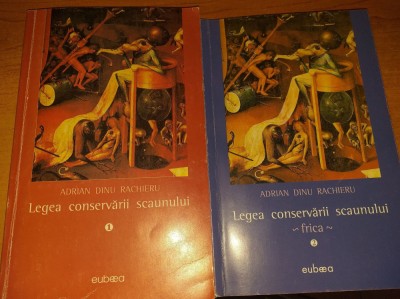 AMS - LOT 2 CARTI ADRIAN DINU RACHIERU - LEGEA CONSERVARII SCAUNULUI CU AUTOGRAF foto