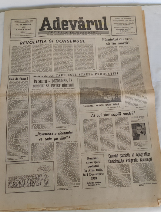 Ziarul ADEVĂRUL (25 ianuarie 1990) Anul I nr. 26