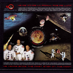RO 2009 LP 1837 "Apollo 11-40 ani primul pas pe Luna" , colita 447,MNH