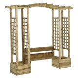 Cumpara ieftin Pergola de gradina cu banca si jardiniere lemn masiv pin tratat