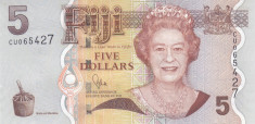 Bancnota Fiji 5 Dolari (2011) - P110b UNC foto