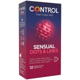Control Condoms-Sensual Dots &amp; Lines Prezervative Texturate, 12