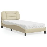 Cumpara ieftin Pat cu saltea, crem, 80x200 cm, textil