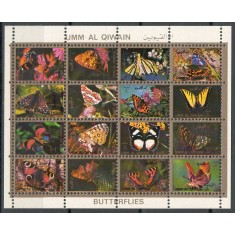 Umm Al Qiwain 1972 Mi 1514/29 bloc MNH - Fluturi - format mic 45 &euro;