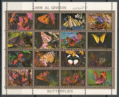 Umm Al Qiwain 1972 Mi 1514/29 bloc MNH - Fluturi - format mic 45 &amp;euro; foto