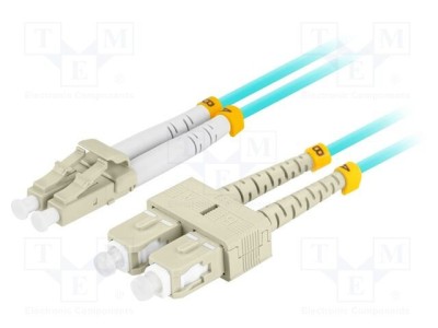 Patch cord fibră optică LANBERG OM3 LC/UPC - SC/UPC 2m LSZH turcoaz foto
