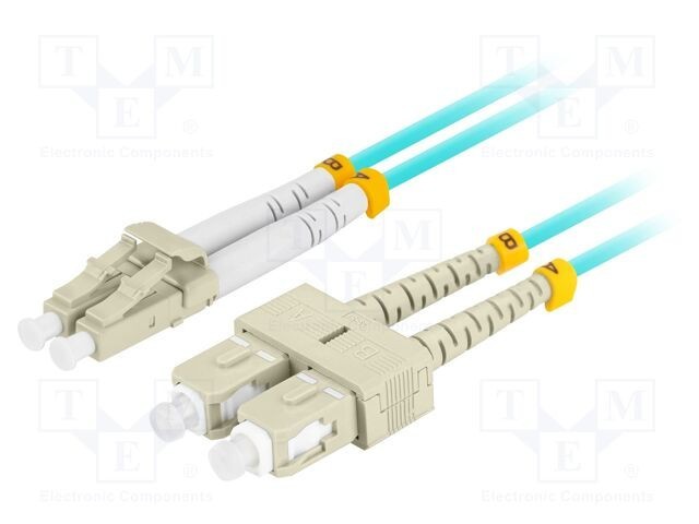 Patch cord fibră optică LANBERG OM3 LC/UPC - SC/UPC 2m LSZH turcoaz