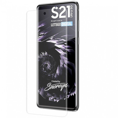 Folie Protectie Ecran Enkay pentru Samsung Galaxy S21 Ultra 5G, Plastic, Full Face, Set 2 buc, Transparenta foto
