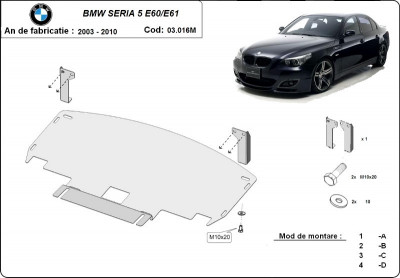 Scut motor metalic cu bara M Bmw Seria 5 E60/E61 2003-2010 foto