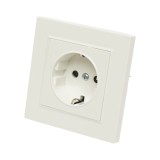 Priza schuko alba incastrata 220V, 16A, ABS 80x80mm