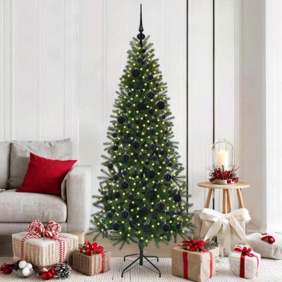 vidaXL Brad de Crăciun artificial cu 300 LED Verde 180 cm PE și PVC 3397355 foto