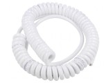 Cablu spiralat neecranat 2x1mm2 PUR alb 0,5m 1,75m 300V 500V
