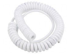 Cablu spiralat neecranat 2x1mm2 PUR alb 0,5m 1,75m 300V 500V