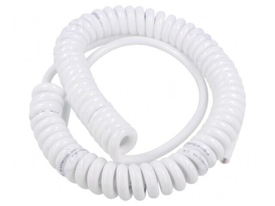 Cablu spiralat neecranat 2x1mm2 PUR alb 0,5m 1,75m 300V 500V foto