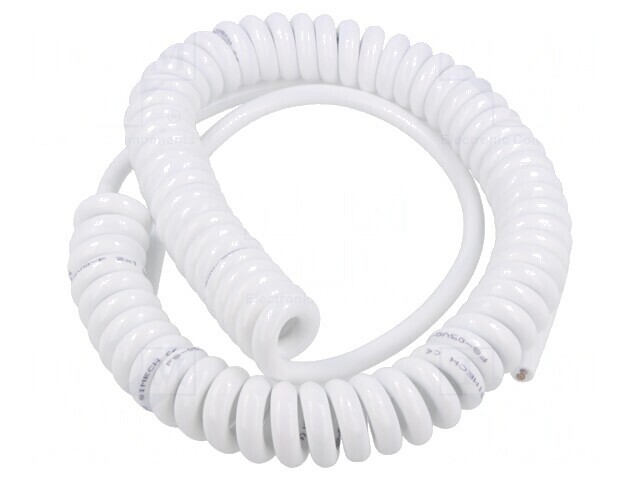 Cablu spiralat neecranat 2x1mm2 PUR alb 0,5m 1,75m 300V 500V