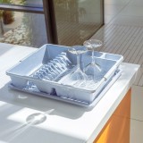 Uscător Vase Plastic, 48x38x8cm, Tava Colectare, Gri