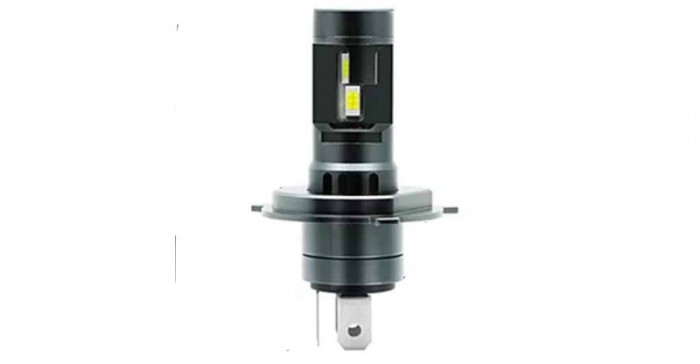 Set 2 becuri LED H4, 55W, lumina alb-rece, 25.000 Lumeni, Fara cablu si ventilator inclus