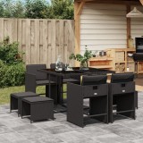 Cumpara ieftin Gossi set mobilier de gradina cu perne, 9 piese, negru, poliratan