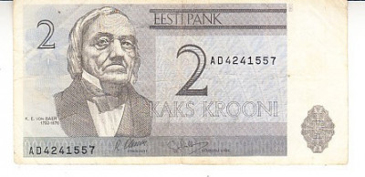 M1 - Bancnota foarte veche - Estonia - 2 coroane - 1992 foto