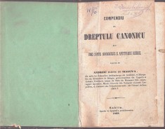 1435SPN Compendiu de dreptulu canonicu ... de Andrei Șaguna, 1868, ediția I, Sibiu foto