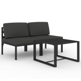 Set mobilier de gradina cu perne, 3 piese, antracit, aluminiu