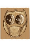 Perdeauă de duș pentru cameră de bebeluși, desen cu bufniță schițată, ochi realisti și picioare foarte mici, stil cartoon, imprimat, set de decor pent