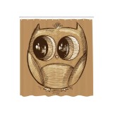 Perdeauă de duș pentru cameră de bebeluși, desen cu bufniță schițată, ochi realisti și picioare foarte mici, stil cartoon, imprimat, set de decor pent