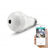 Bec LED cu camera IP VR bulb camera Panoramic WI-Fi 360EyeS 100-240V White, Generic