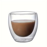 Pahar pentru cafea, cu pereti dubli, 250ml, din sticla, transparent, compact si ergonomic, termorezistent, Oem