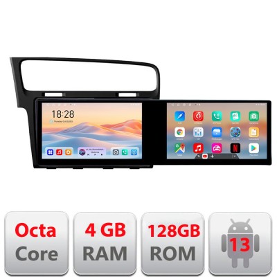 Navigatie VW Golf 7 Kit-491 Edotec 2 ecrane 8 core 4+128 21.6 inch Incell android Wifi 5Ghz gps internet CarStore Technology foto