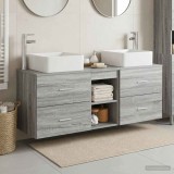 Cumpara ieftin Set dulap baie 3 buc. Sonoma gri 129 x 41 x 80 cm