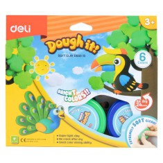Plastelina la Borcan Deli, 6 Buc/Set, Plastilina, Plastilina Non-Toxica, Plastilina pentru Copii, Plastelina Colorata, Plastelina Multicolor, Plasteli foto