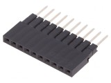 Soclu pini mamă 10 pini 2,54mm THT aurit, CONNFLY