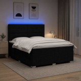 Cumpara ieftin Pat cu arcuri LED si saltea Negru 180 x 200 cm Tesatura