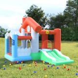Castel Gonflabil Happy Hop cu Tobogan, 272x257x220 cm, PVC, Multicolor, Piscina Bile, Suflanta Inclusa, 3-10 Ani