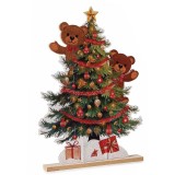 Decoratiune Brad Craciun lemn multicolor cm 30,5 x 4 x 51 H