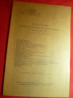 GG Longinescu -Reforma invatamantului sec.previre speciala fizica si chimie 1931 foto
