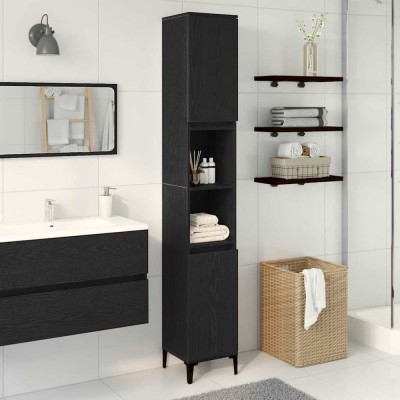 vidaXL Dulap de Baie Stejar negru 30 x 30 x 190 cm Lemn compozit 862806 foto