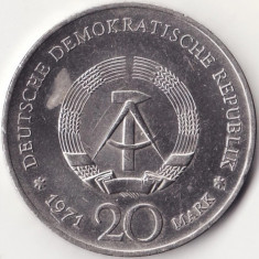 Moneda Republica Democrata Germana - 20 Mark 1971 - Heinrich Mann