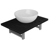 Cumpara ieftin Set mobilier de baie, 2 piese, negru, ceramica