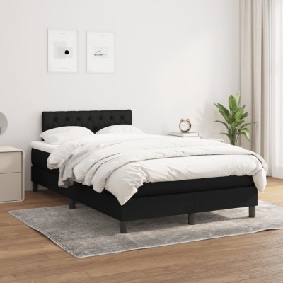 vidaXL Pat box spring cu saltea, negru, 120x200 cm, textil 3140283 foto