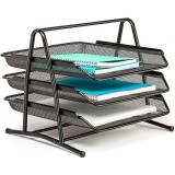 Suport Documente Etajat ProCart, 3 Tăvi Metalice, A4, 30x28x26 cm, Negru - Organizator Birou
