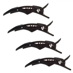 Clame Par Coafor, Model Cleste Dublu, Set 4 buca?i, Culoare Negru, Lungime 12cm, Material Plastic foto