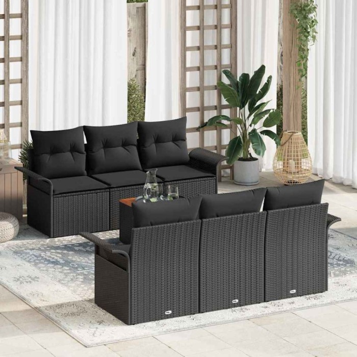 vidaXL Set de canapele pentru grădină 7 pcs Negru 55 x 55 x 37 cm 3355944