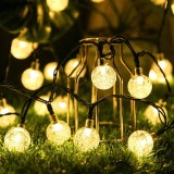 Ghirlanda solara cu 20 LED-uri, 34 lm, lumina 3000K, lungime 485 cm, senzor crepuscular, masterLED