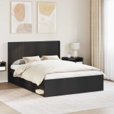 vidaXL Cadru de pat cu depozitare și tăblie Negru 140 x 200 cm 3413846