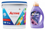 Detergent Universal de rufe pudra Active, galeata 5kg, 65 spalari + Balsam de rufe Active Summer Touch, 1.5 litri, 60 spalari